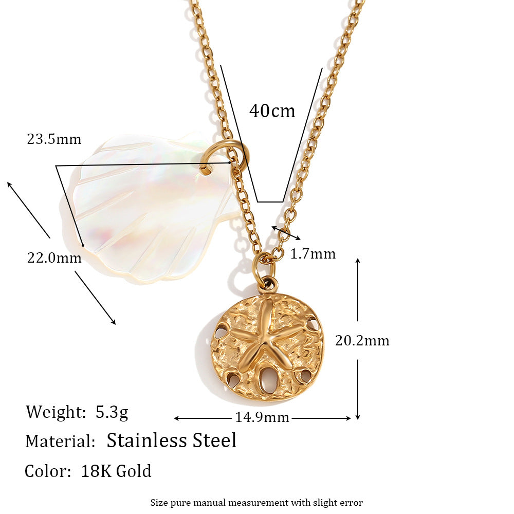 Kayleah Ocean Treasure Necklace - Ocean Wind Pendant Necklace Style 4 - Gold [NAHN84TS]