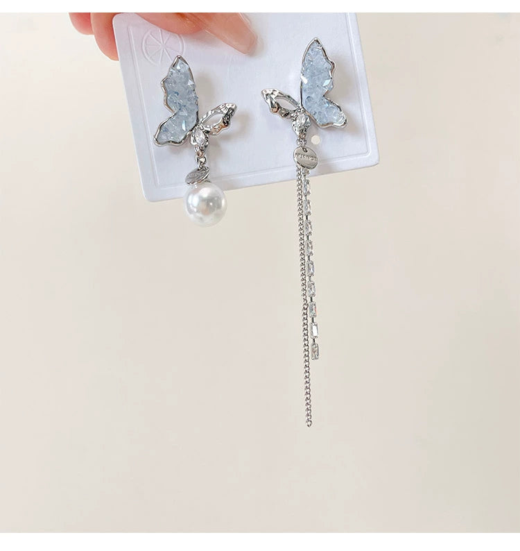 Sunnie Butterfly Crystal Drop Earrings - Earrings Pair [SFOJUJQ6]