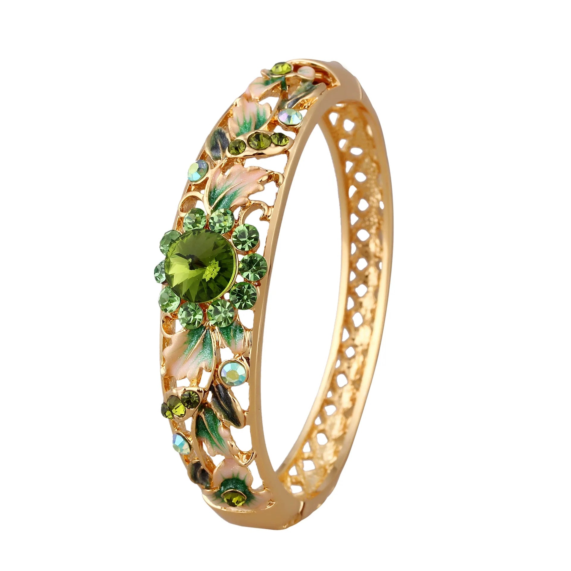 Brylee CloisonnŽ Floral Bracelet - Green