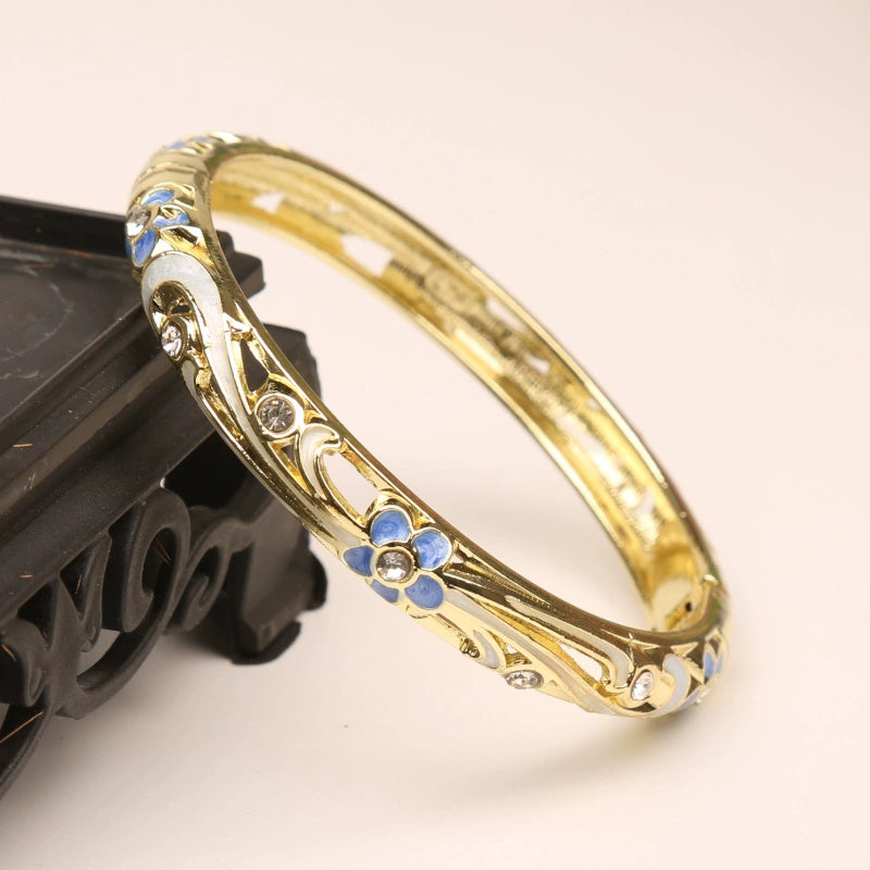 Raniyah Cloisonné Floral Bracelet - Blue [GO7C9OY7]
