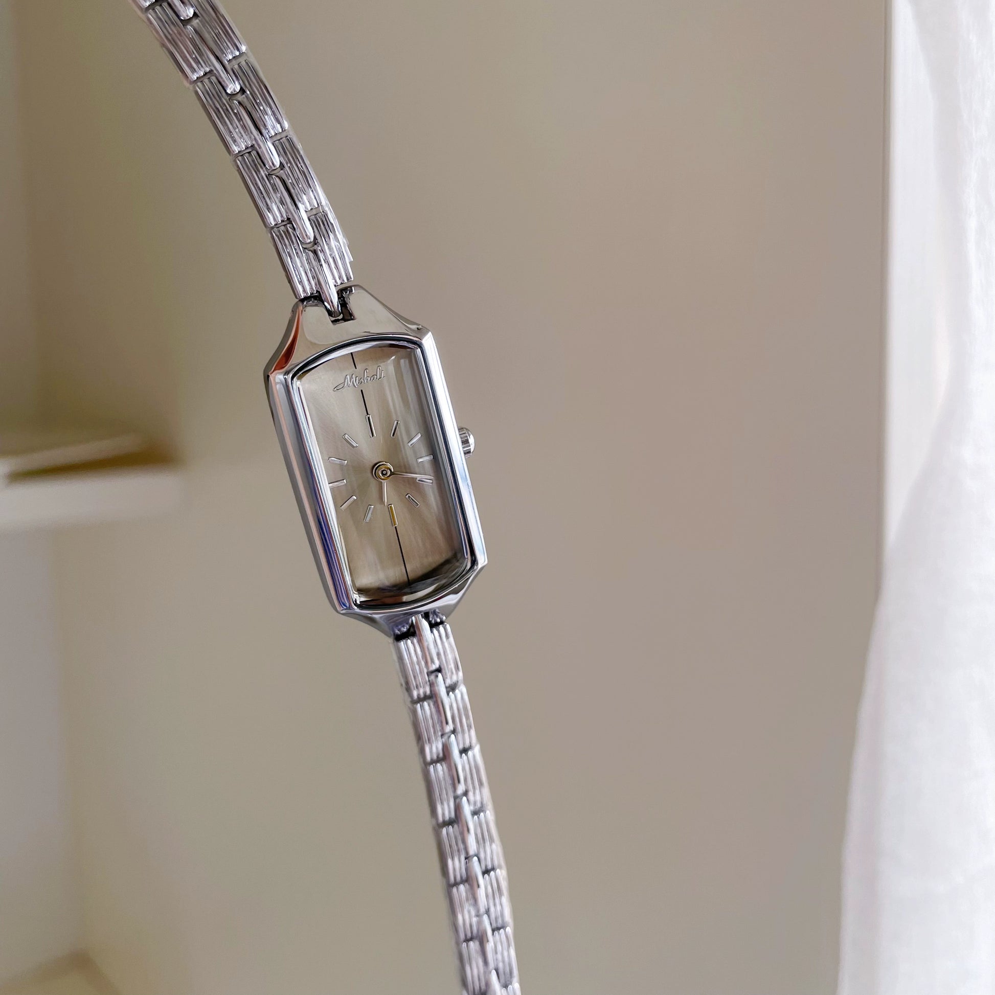 Brynnleigh Sleek Rectangular Watch - Silver Case Gray Face [AYMRFZRA]