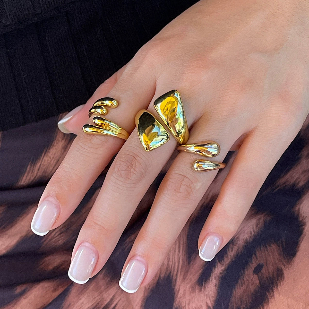 Zyaire Metal Glossy Ring Set - Style 02 Light Gold 3-piece Set [08R52TQF]