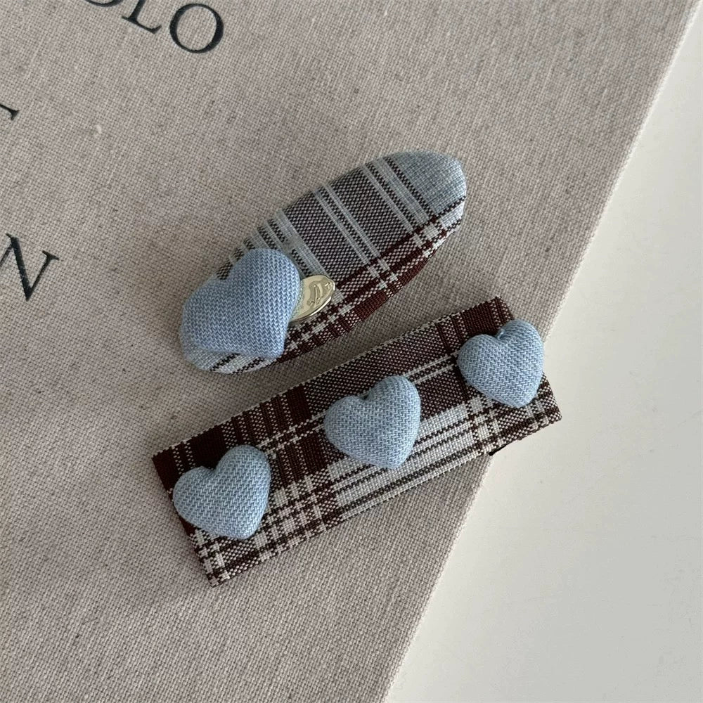Leandra Plaid Bow Accessories - Light Heart Side Clip Pair [526WE5EB]