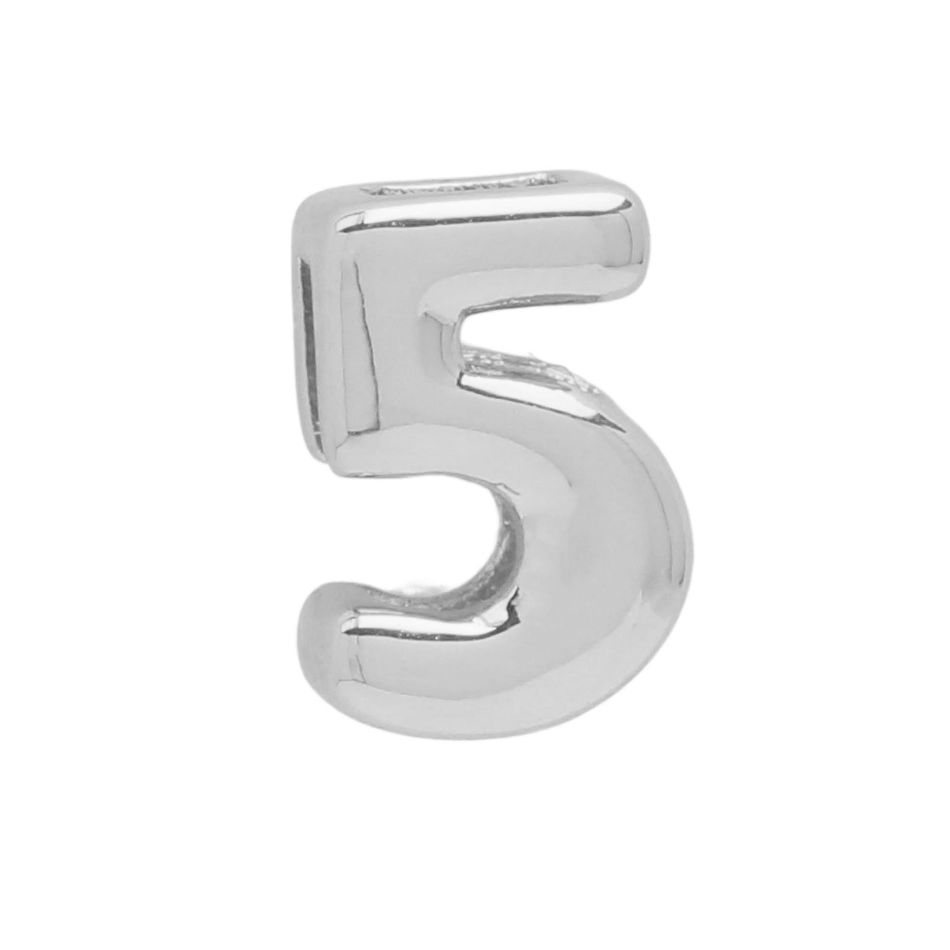 Devora Bubble Letter Necklace - White Gold Tone Number 5 Pendant [WEBO2OCJ]
