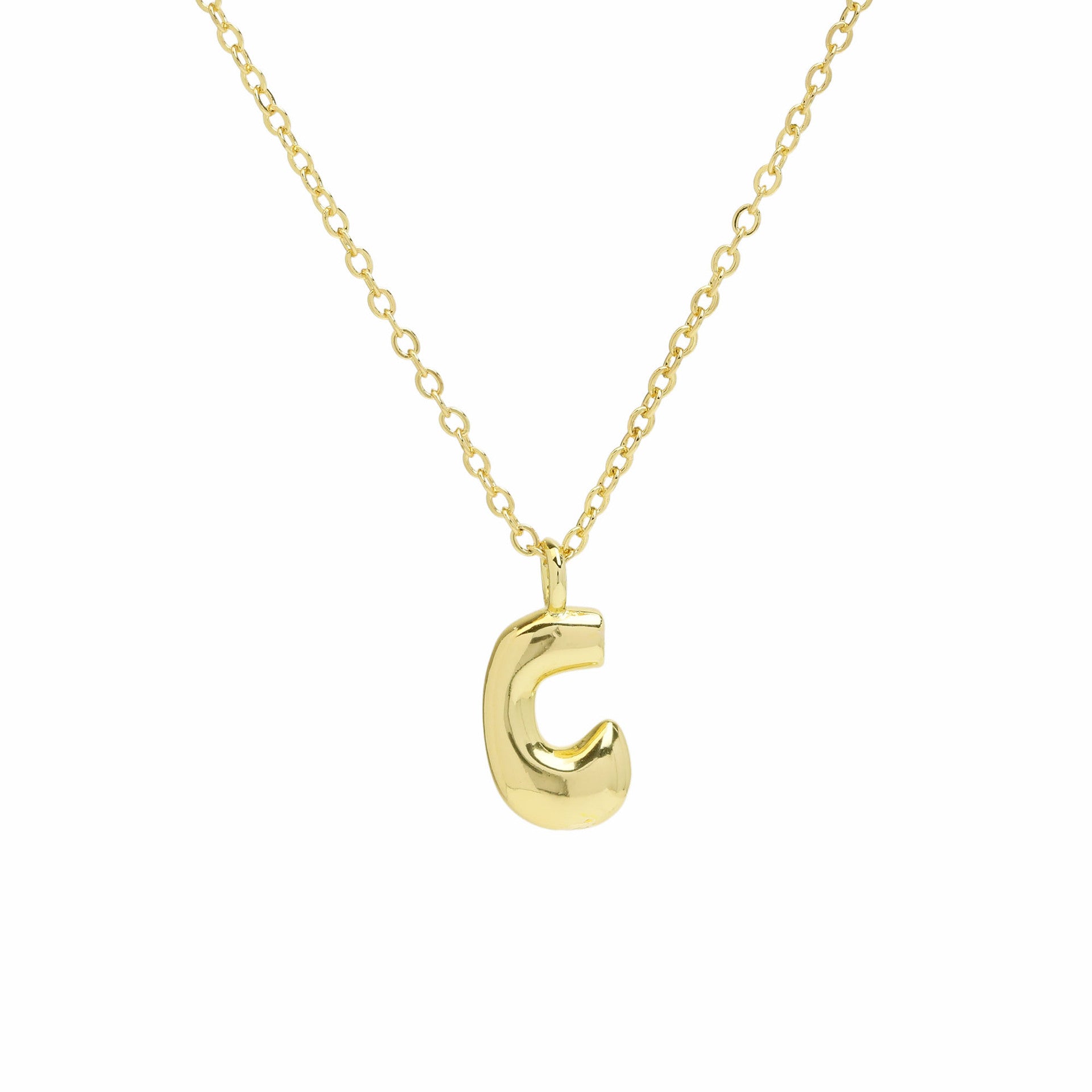 Vanya Gold Initial Bubble Necklace - Letter C [OXDR4IUB]