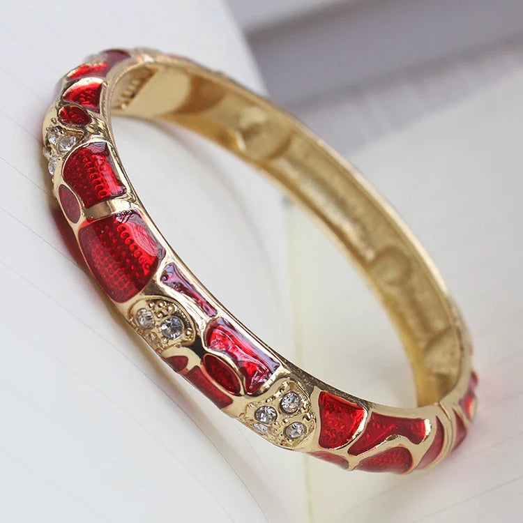 Amarachi Delicate Enamel Bracelet - Red Geometric
