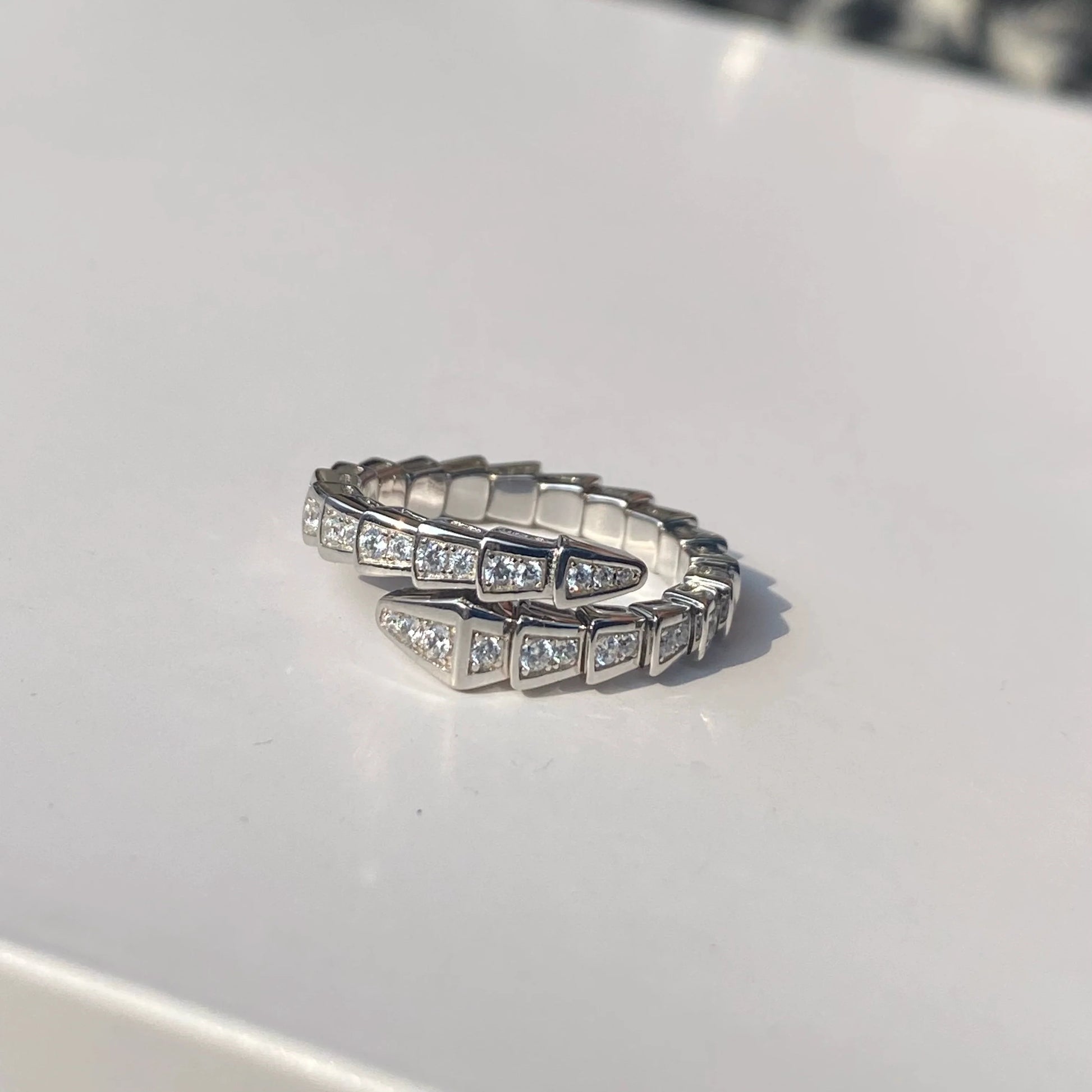 Brionna Serpent Embrace Ring - White Gold Narrow Snake Ring