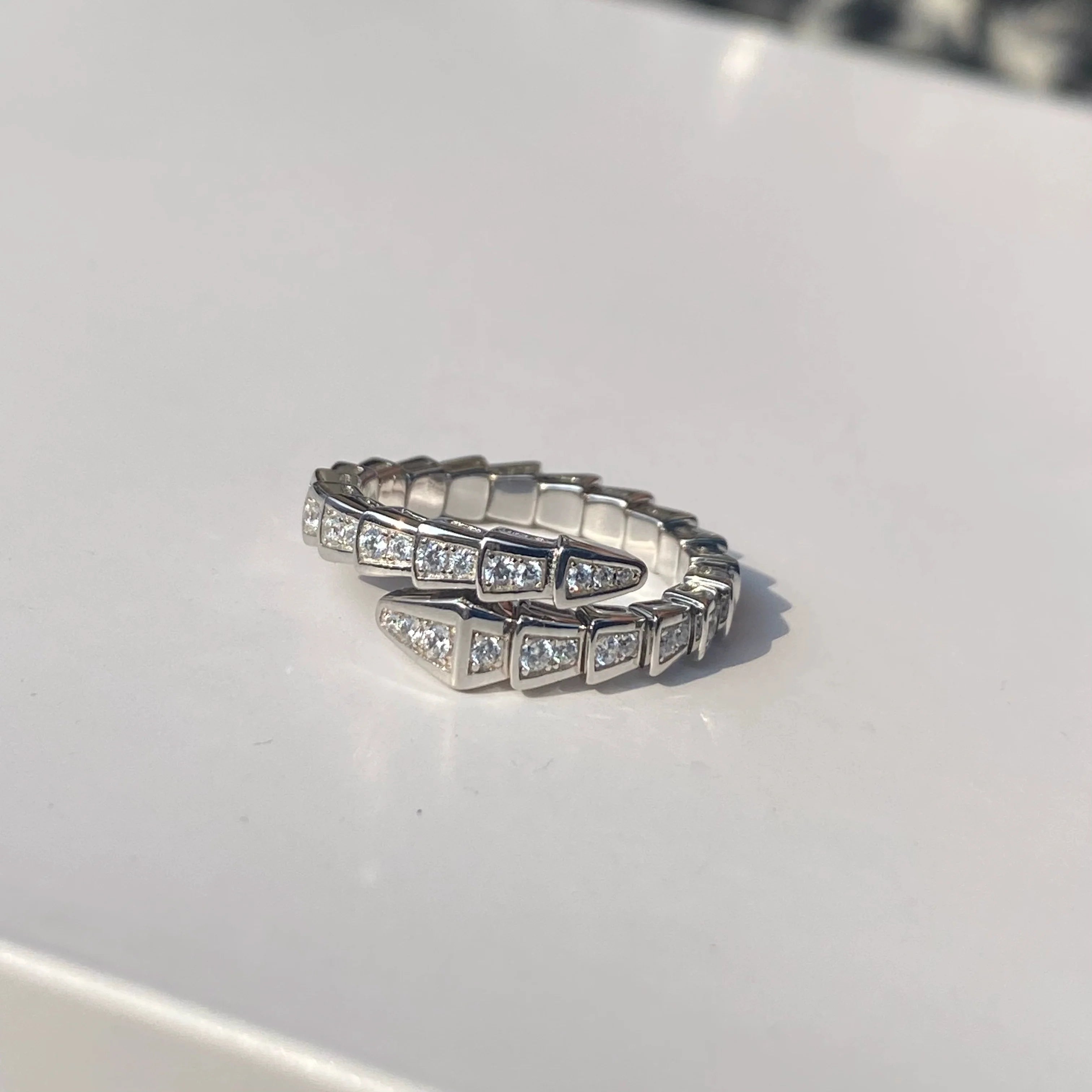 Brionna Serpent Embrace Ring - White Gold Narrow Snake Ring