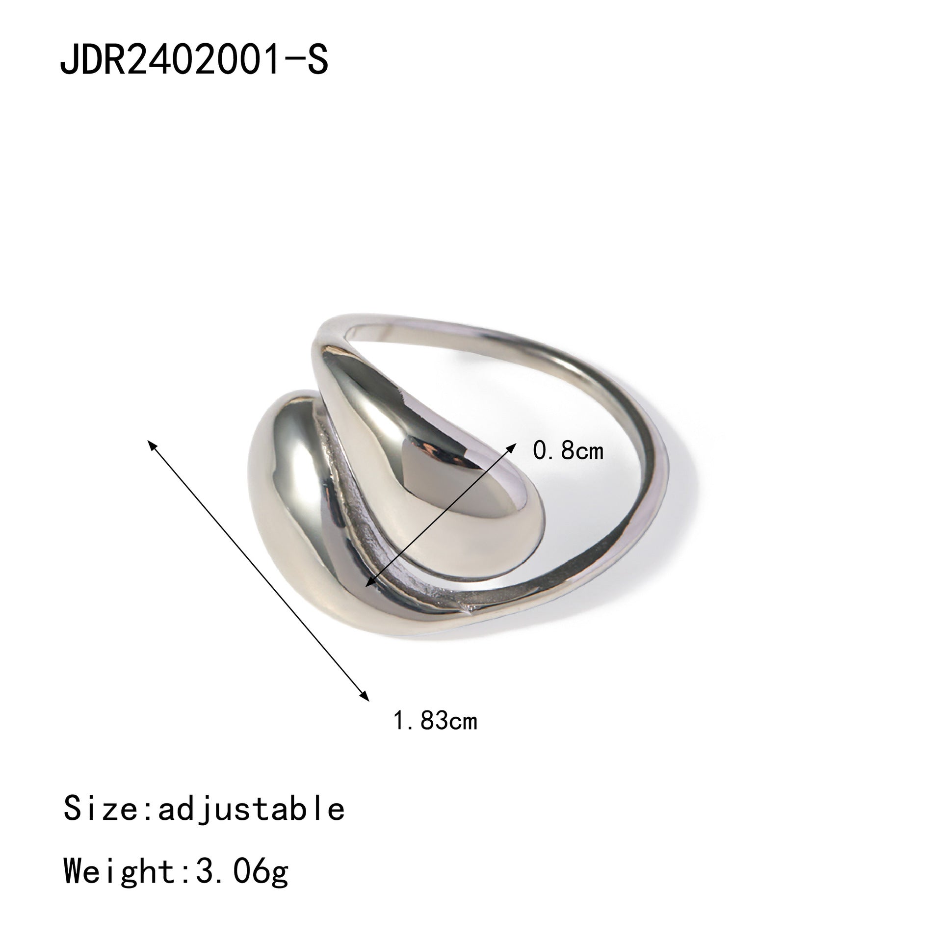 Zahraa Water Drop Jewelry Collection - Ring JDR2402001-S [W3KZAPAX]