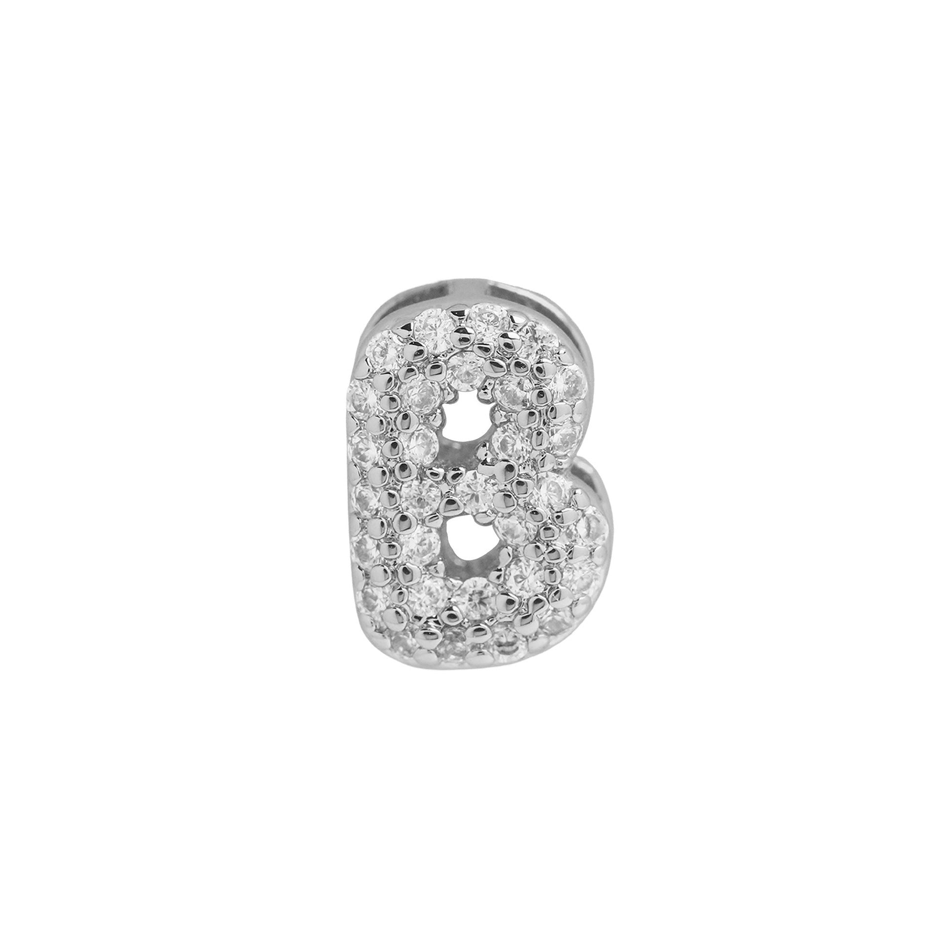 Rosalyn Bubble Letter Necklace - Silver Letter B Pendant [GS2NQ3VH]