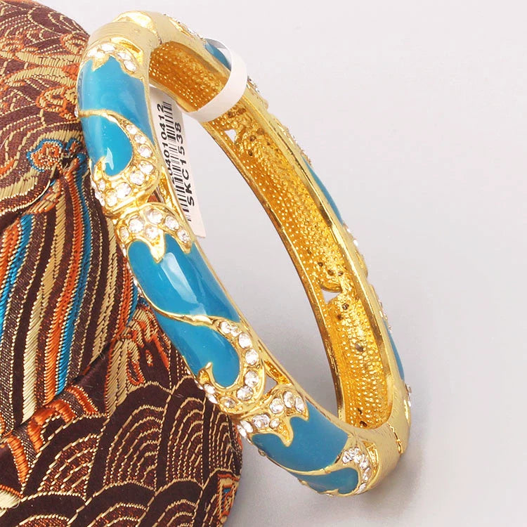 Adaya CloisonnŽ Bangle - Peacock Blue