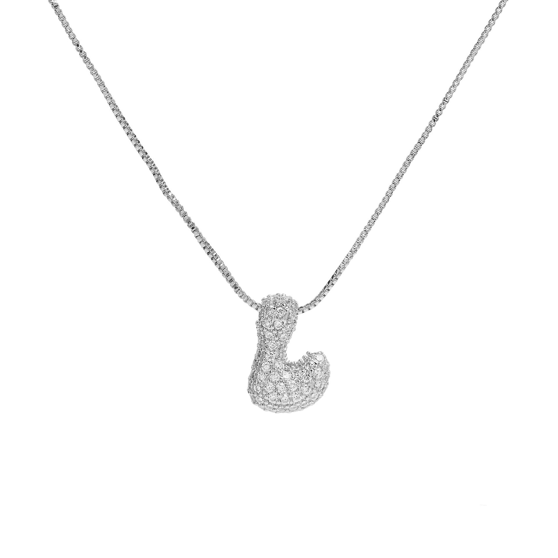 Francis Bubble Initial Necklace - Silver Necklace L [KLN91MTW]
