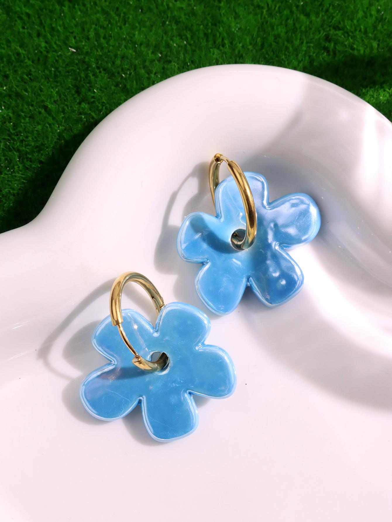 Munira Ceramic Bloom Drop Earrings - Coral Peach [GSY13LON]