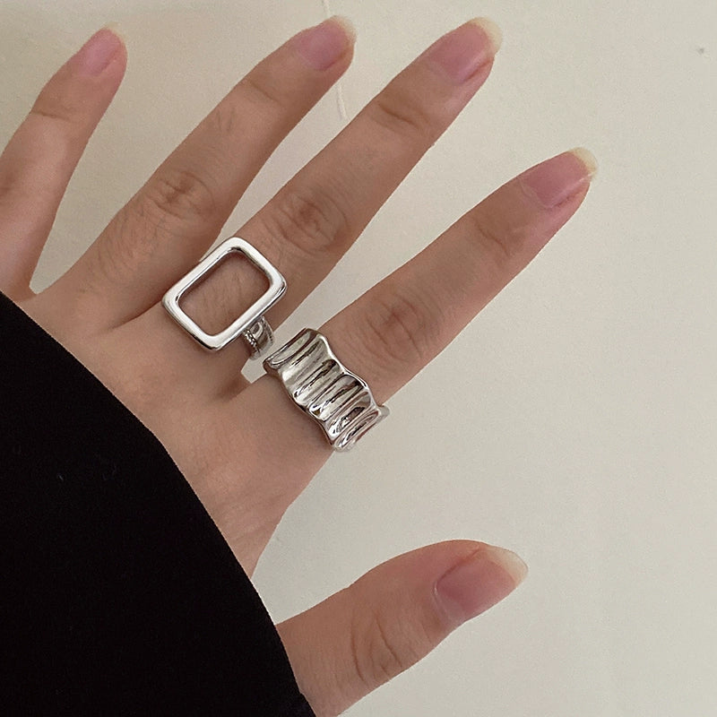 Zenaida Retro Silver Ring Set - Silver [ZC9EZFTV]