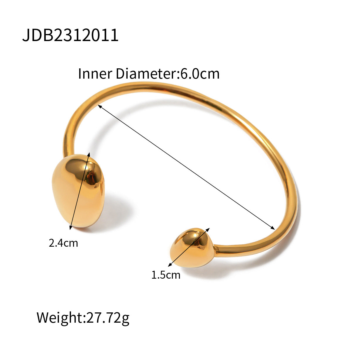 Quincy Sculptural Gold Cuff - JDB2312011 [2A7BC7HW]