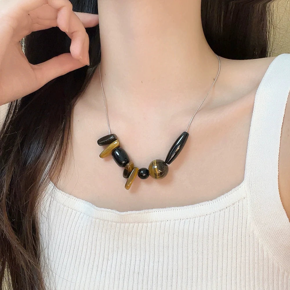 Kit Irregular Tiger's Eye Choker - Tiger's Eye Pendant Necklace