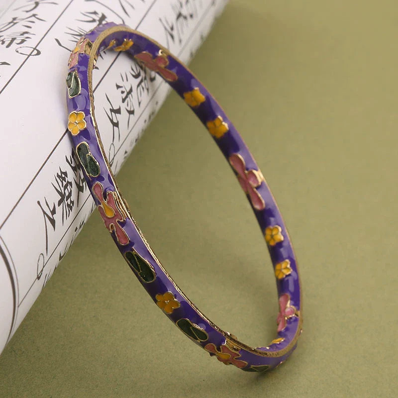 Pilar Enamel Floral Bracelet - Purple