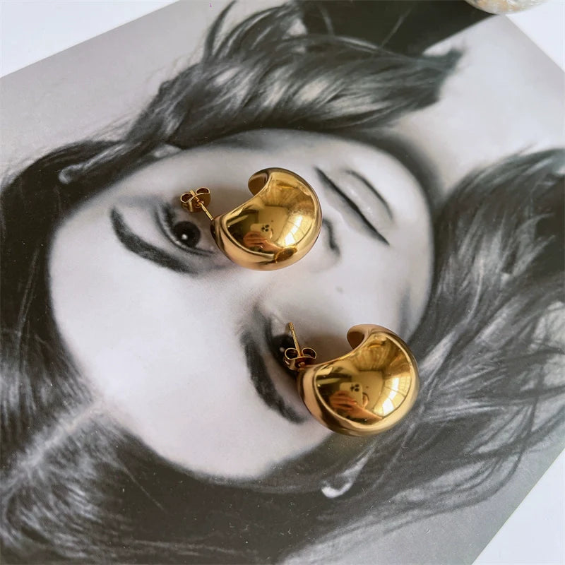 Arizbeth Sculptural Arc Earrings - Gold