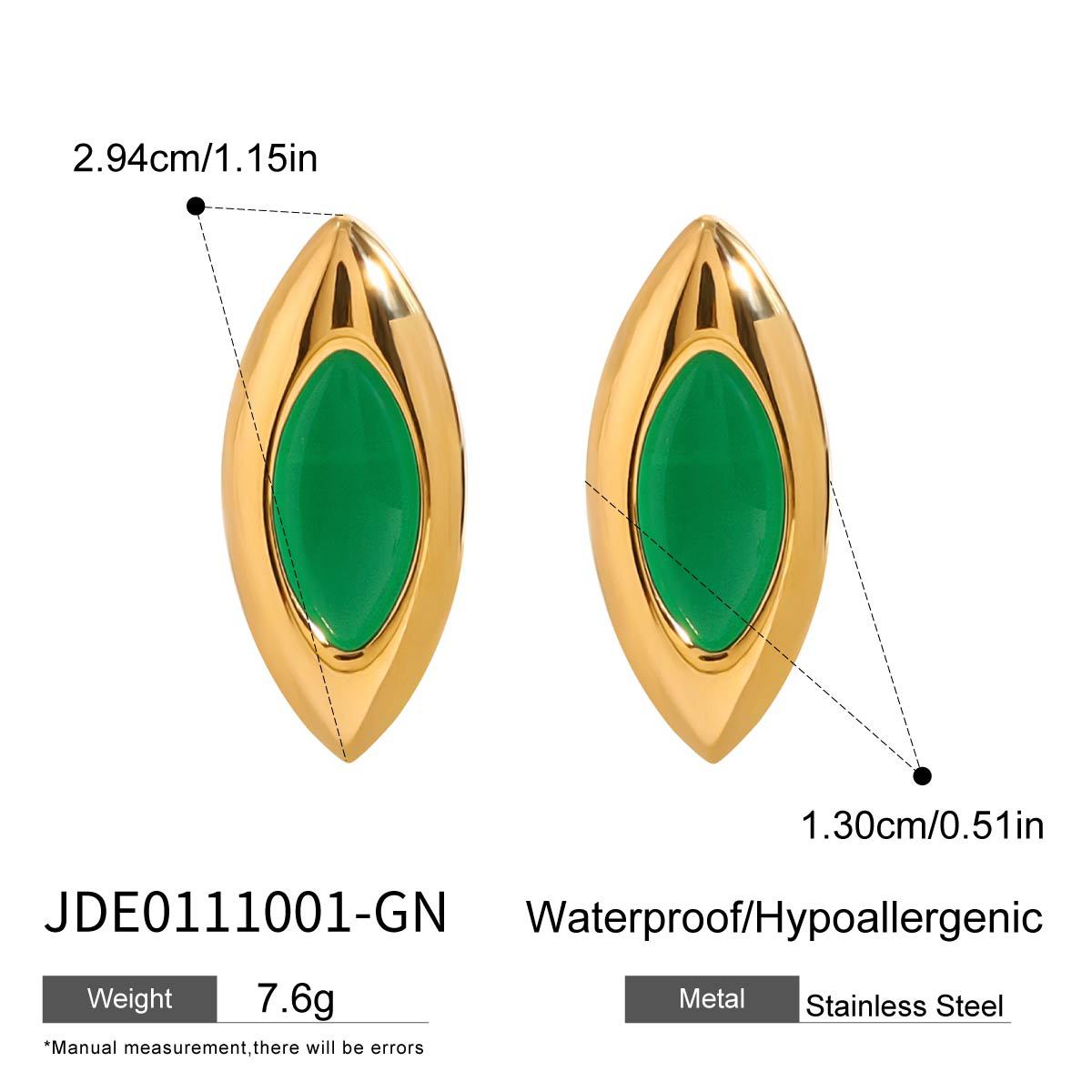 Meera Agate Stud Earrings - JDE0111001-GN [BMN1FRDH]