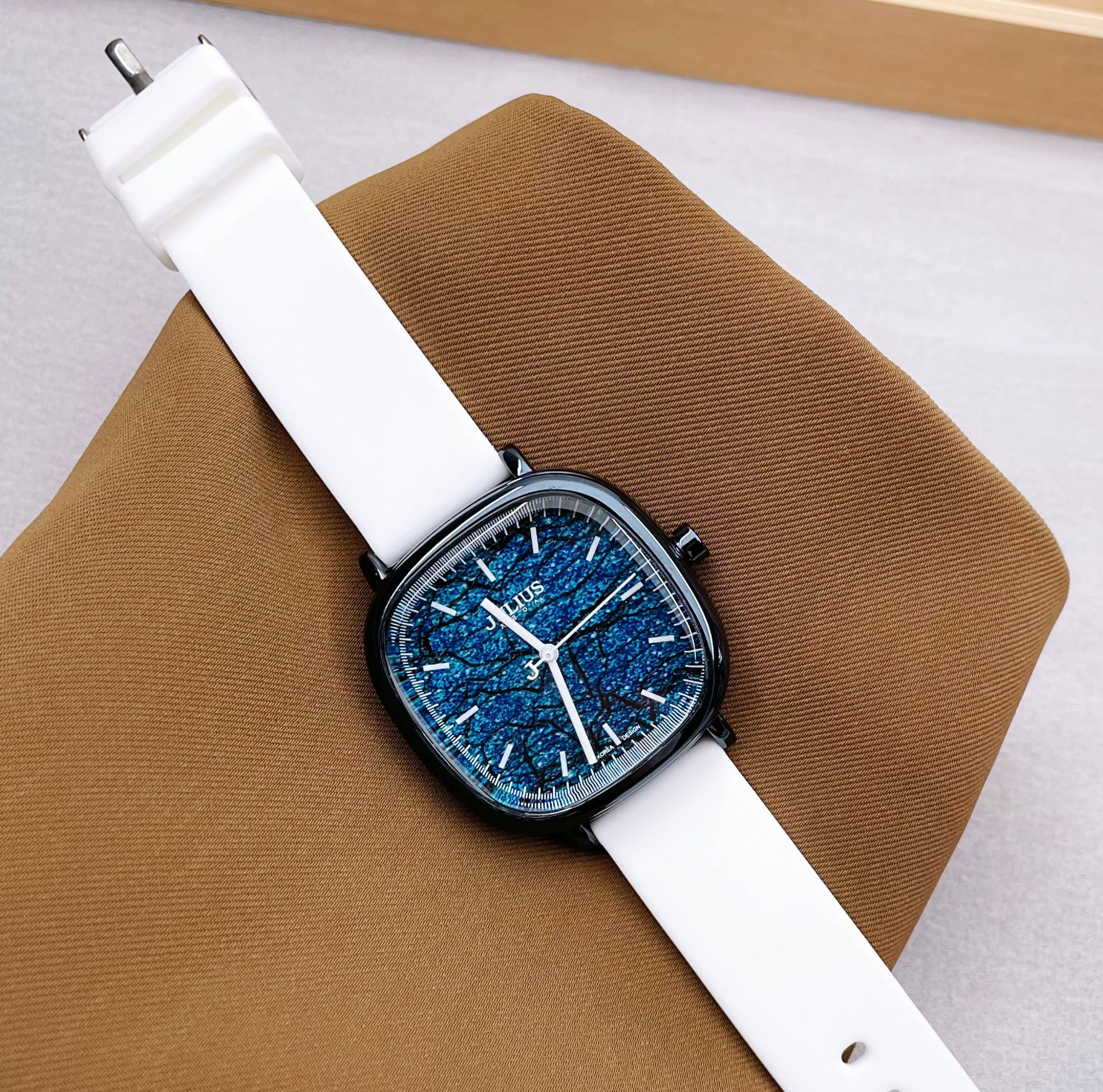 Corrina Elegant Square Watch - White Silicone Strap
