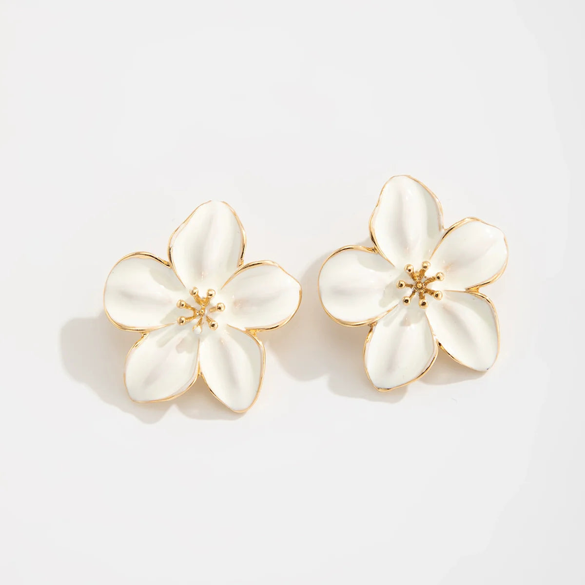 Anny Petal Bloom Stud Earrings - White