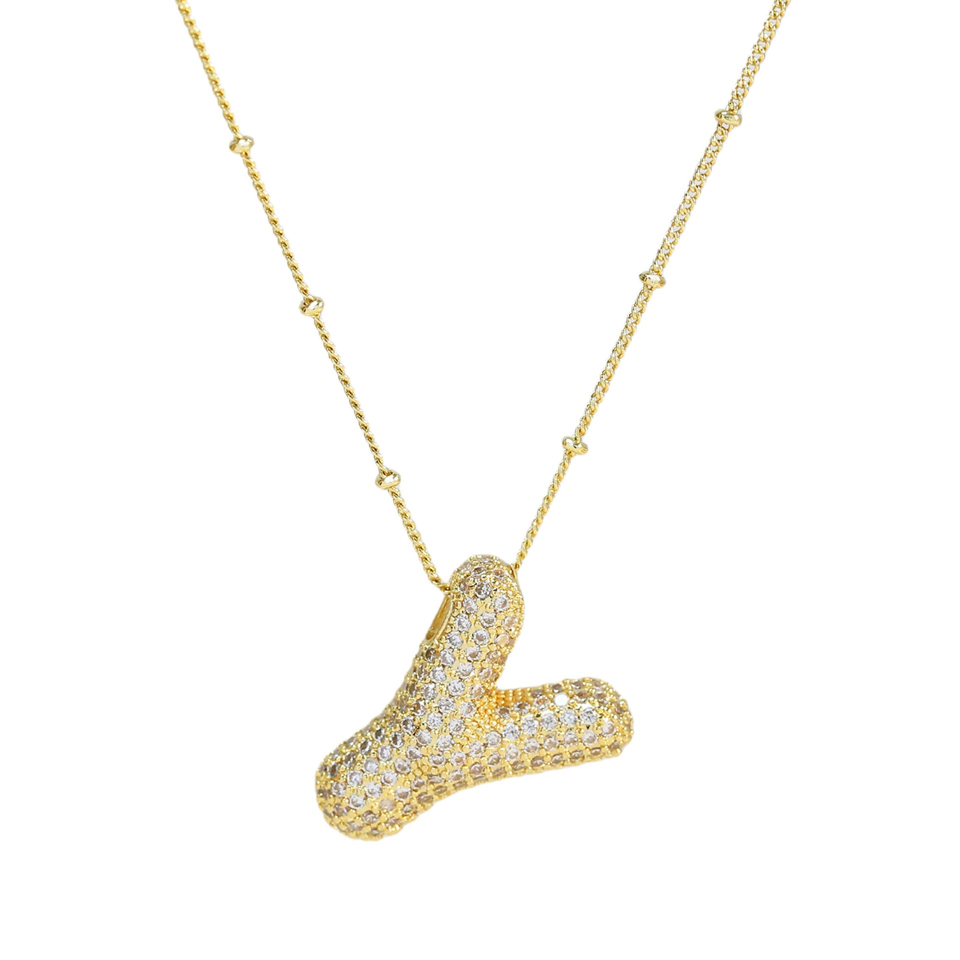 Fynlee Bubble Initial Necklace - Gold Y [DGGKK05B]
