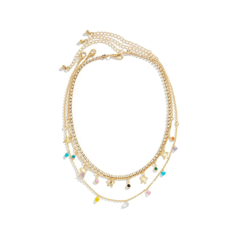 Ameerah Celestial Layered Necklace Set - Gold Butterfly