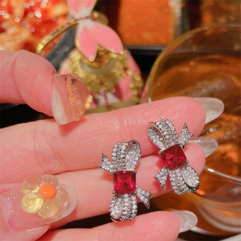 Malayah Crimson Bow Jewelry - Earrings [5THL8EFD]