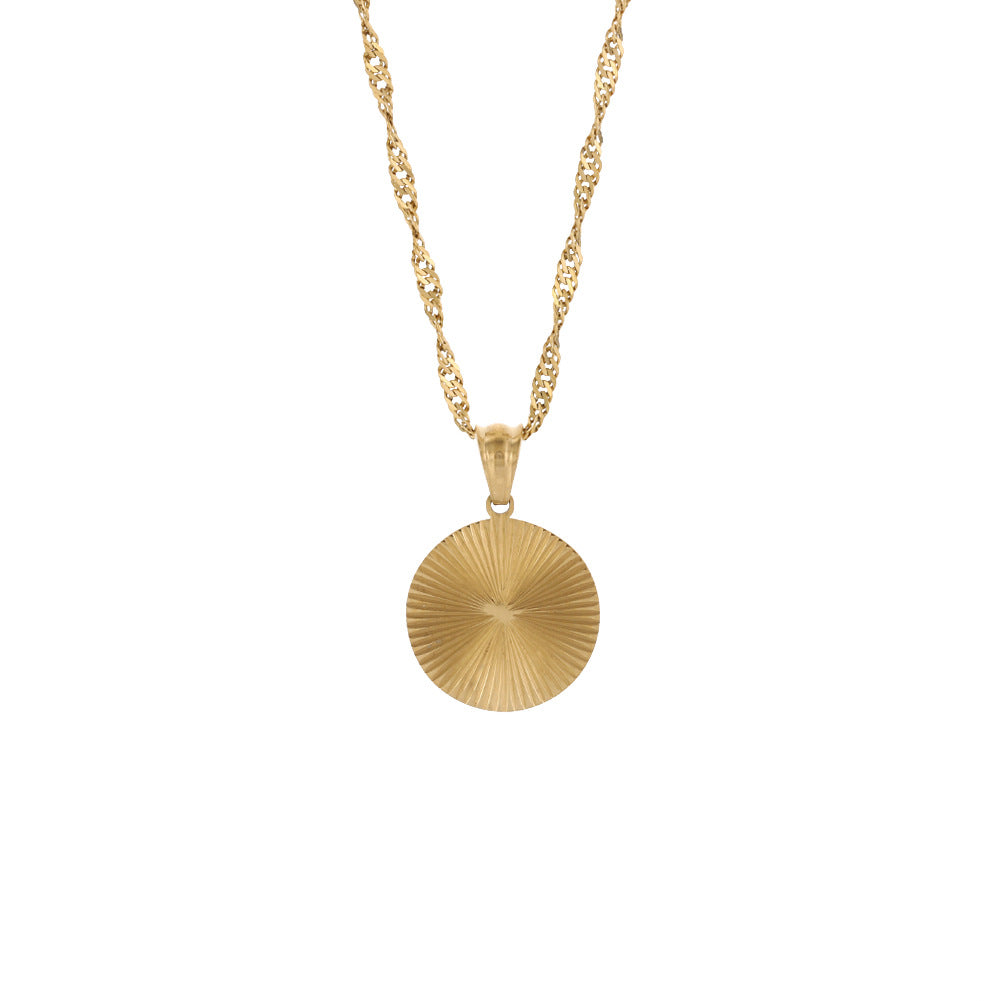 Defne Geometric Pendant Necklace - Striped Geometric Pendant - Round [T8KEIN9I]