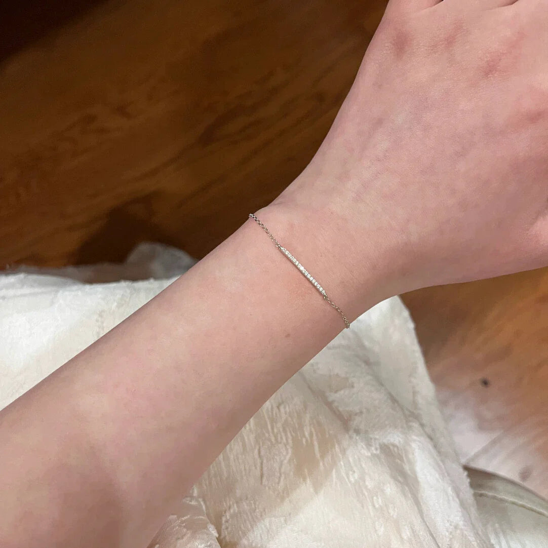 Stacy Sparkle Clover Bracelet - Silver Pave Bracelet (S925 Sterling Silver)