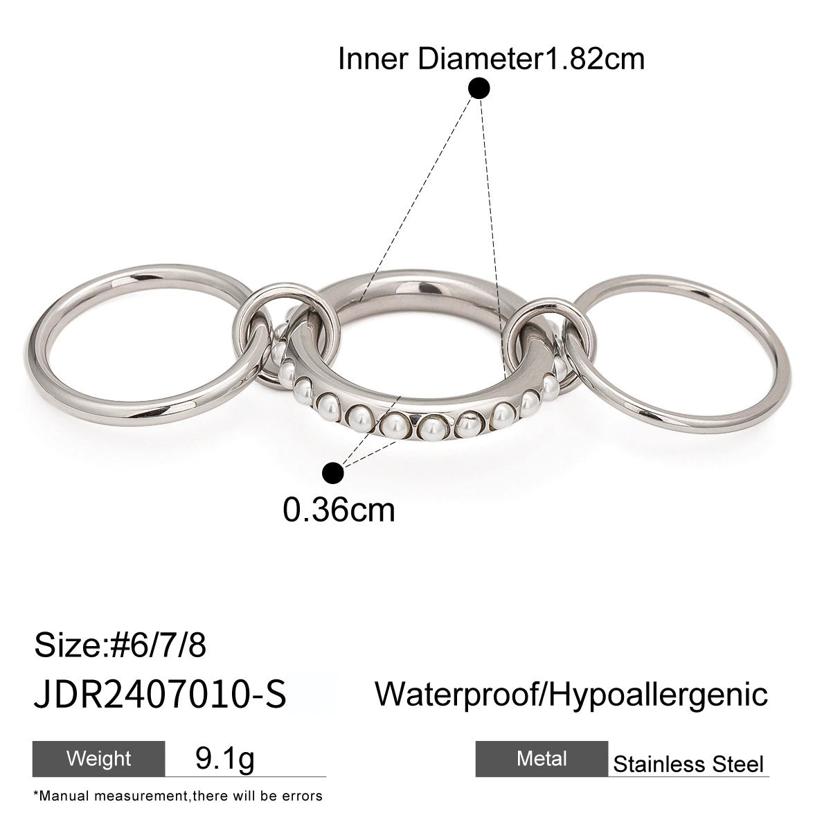 Kenna Stacked Pearl Rings - Design 07010-S, Size 8 [4A3UT3CC]