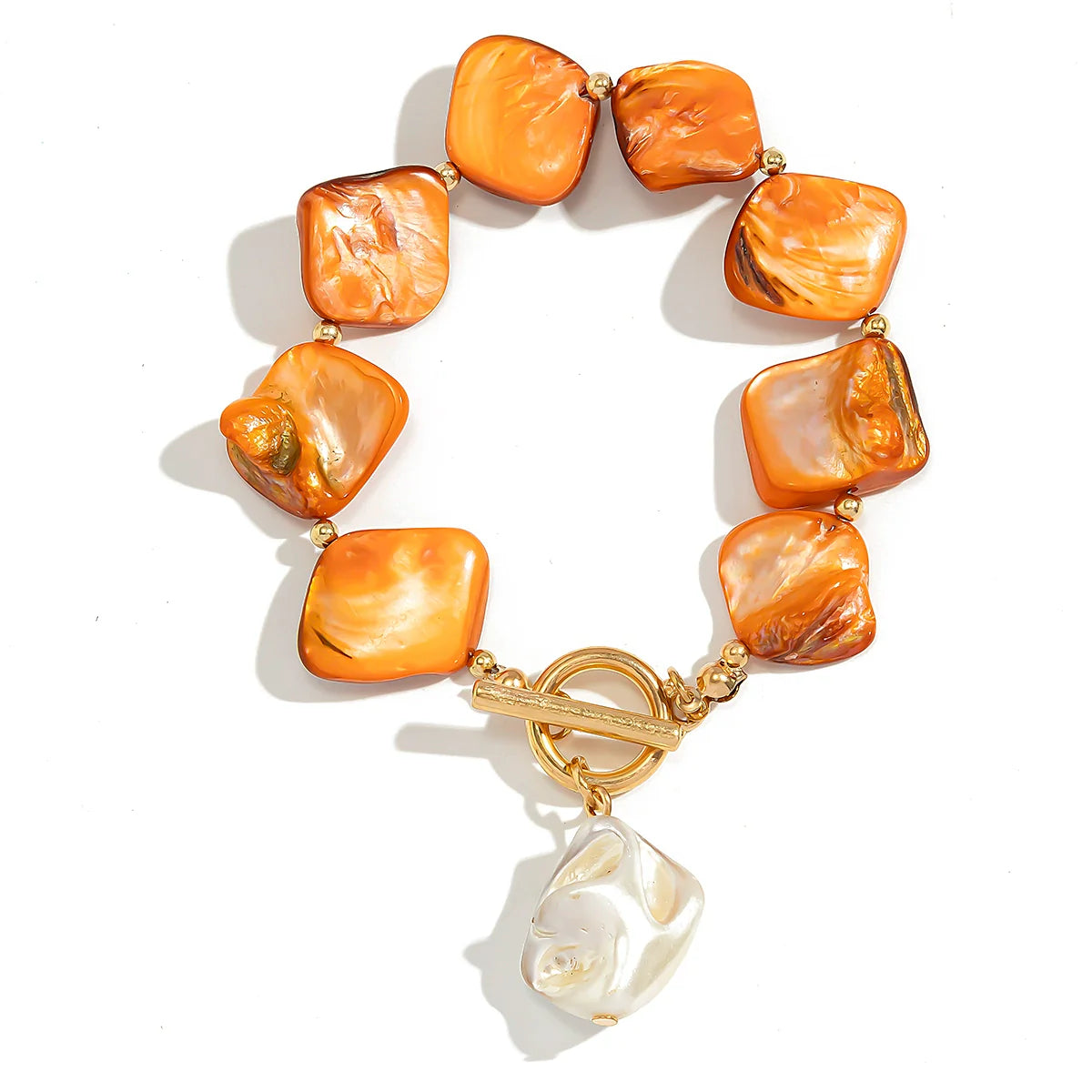 Kayce Shell Toggle Bracelet Necklace - Bracelet Orange