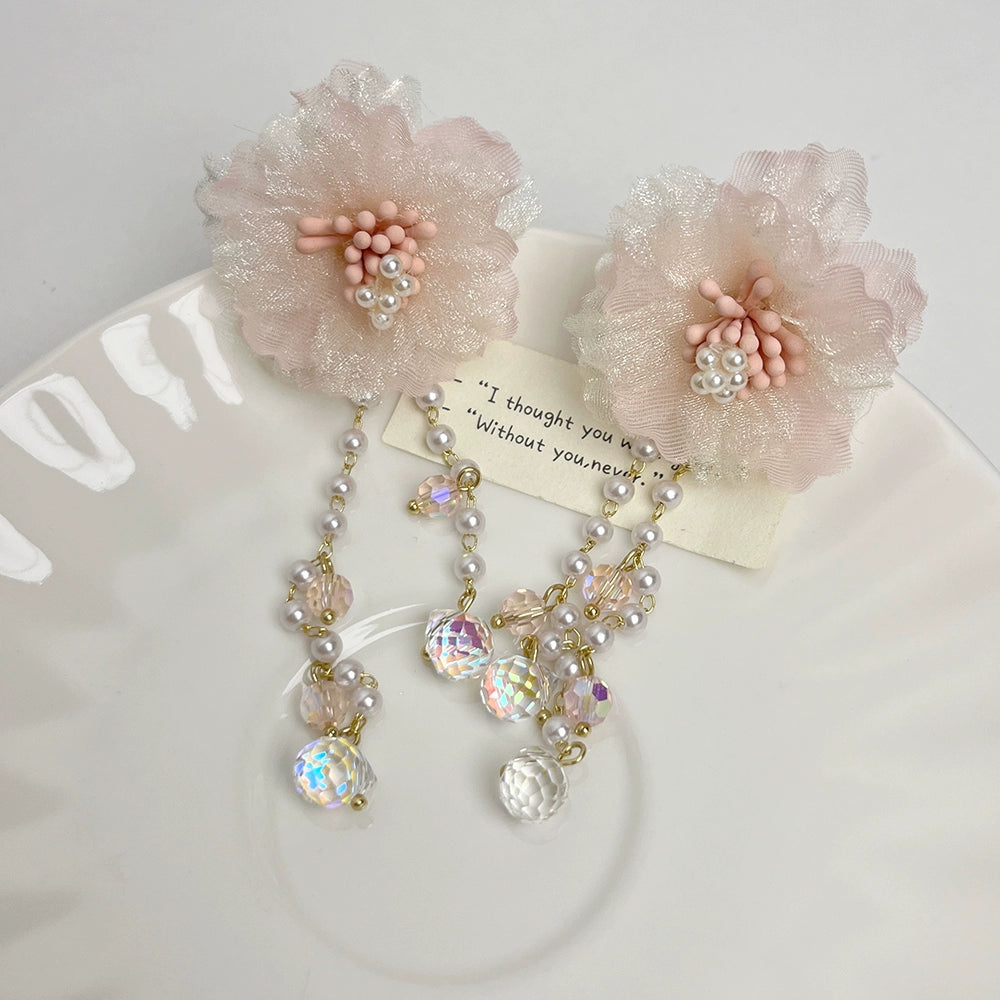 Freyja Crystal Mesh Pearl Necklace Set - Earrings [7H22BW3N]