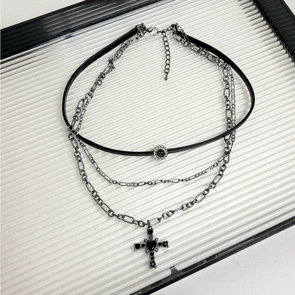 Addilyn Multi-Layered Cross Choker - Multi-Layered Cross Necklace [TMT88F7S]