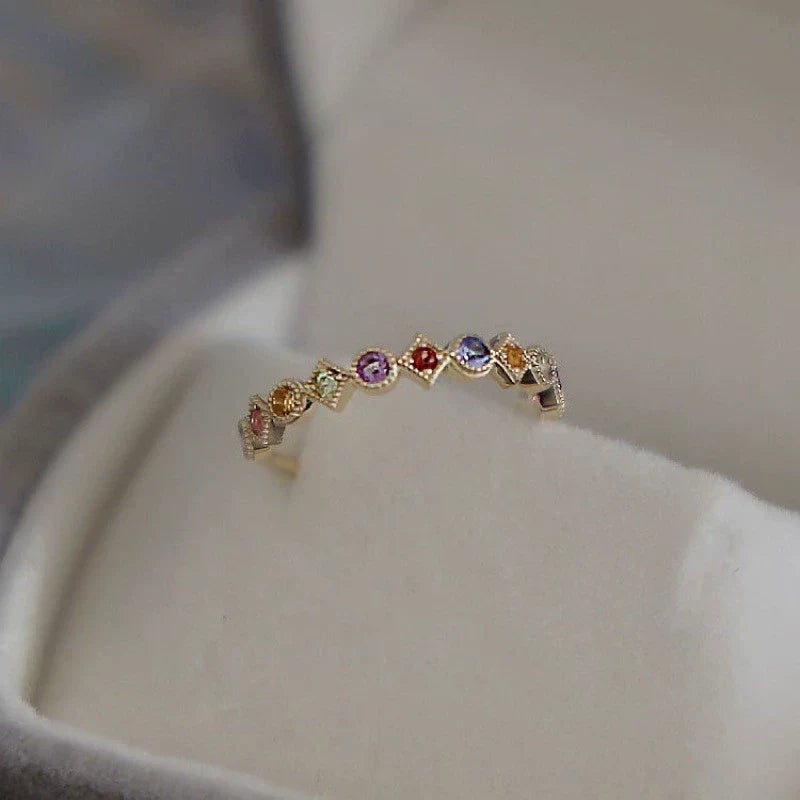Kassidee Colorful Sugar Cube Ring - K-Gold Plated (S925 Silver Base)