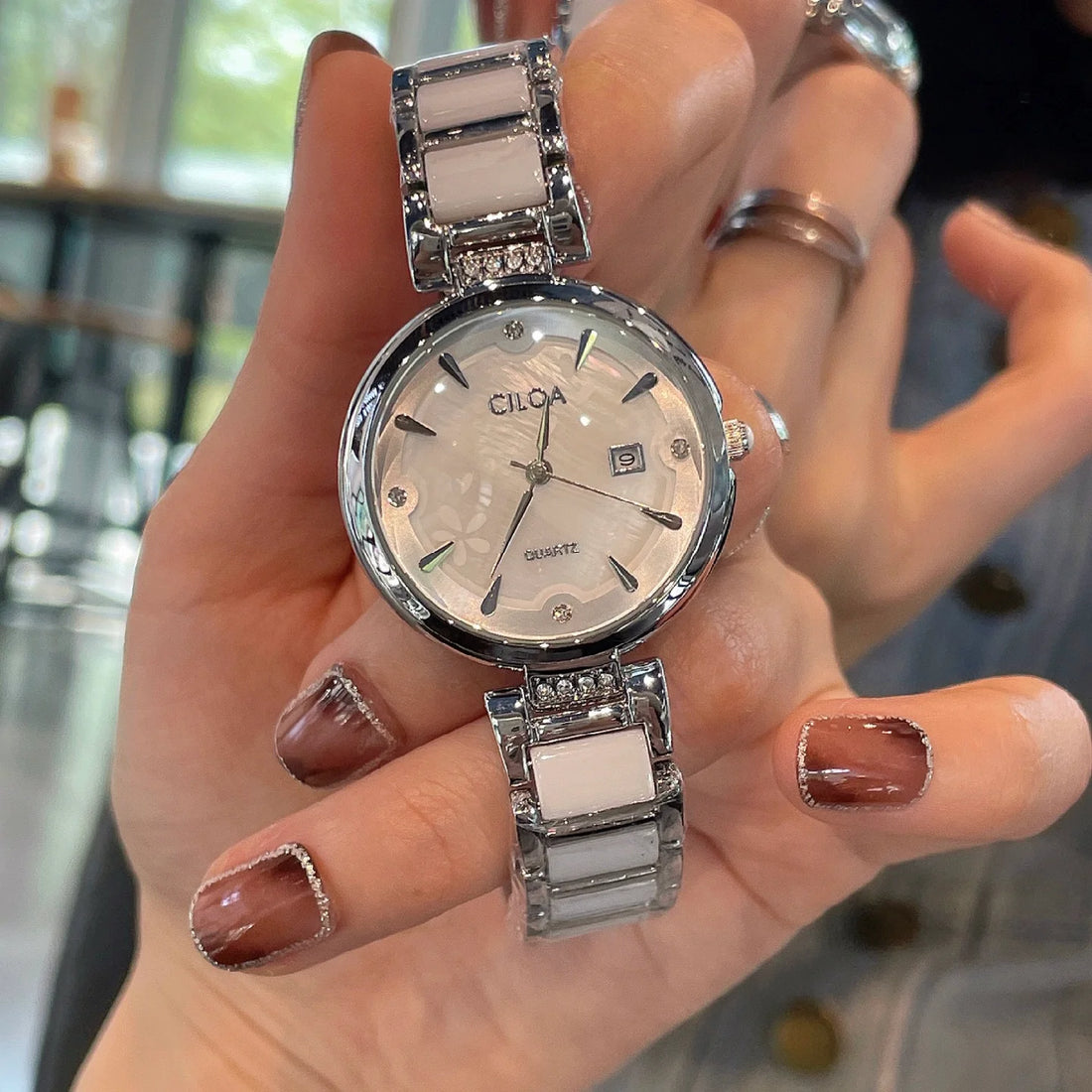 Brenleigh Elegant Ceramic Watch - Ceramic White & Silver