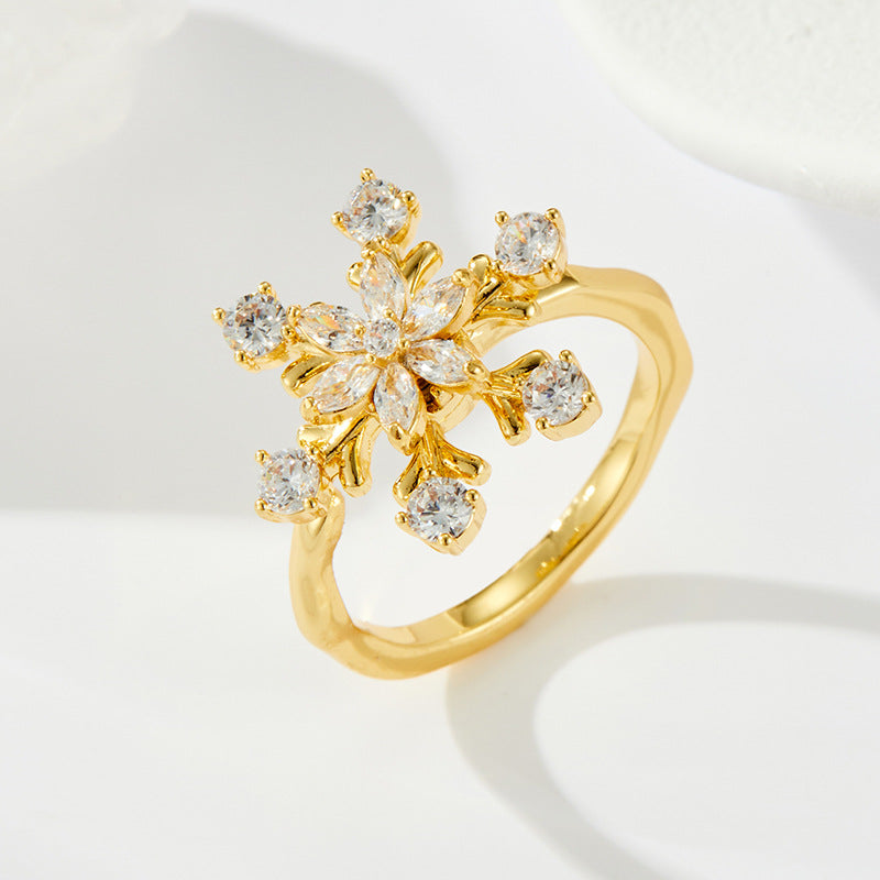 Haley Rotating Snowflake Ring - Rose Gold Tone [YI5LGBR8]