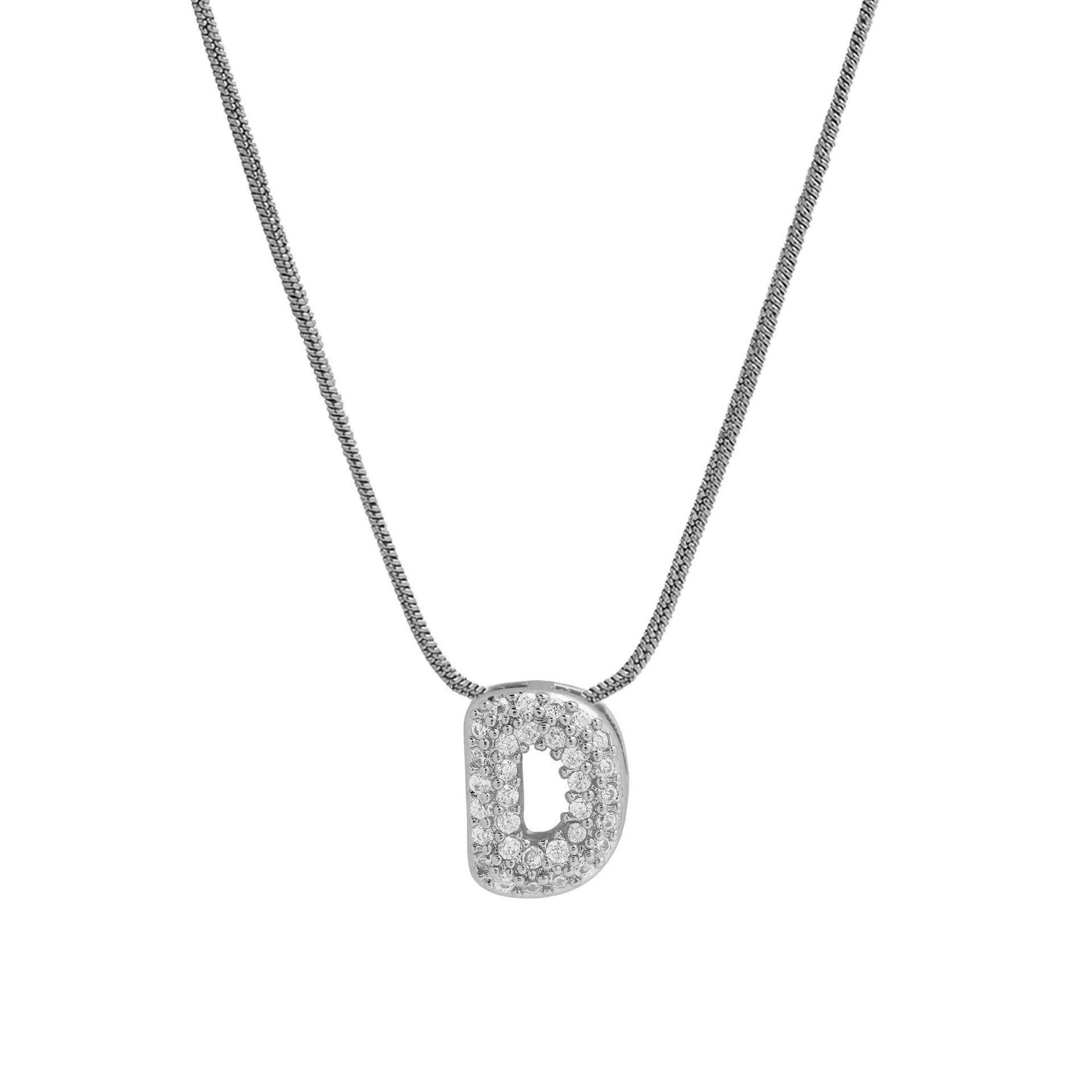 Deborah Initial Snake Necklace - Silver-tone D Initial [H31SVDZ7]