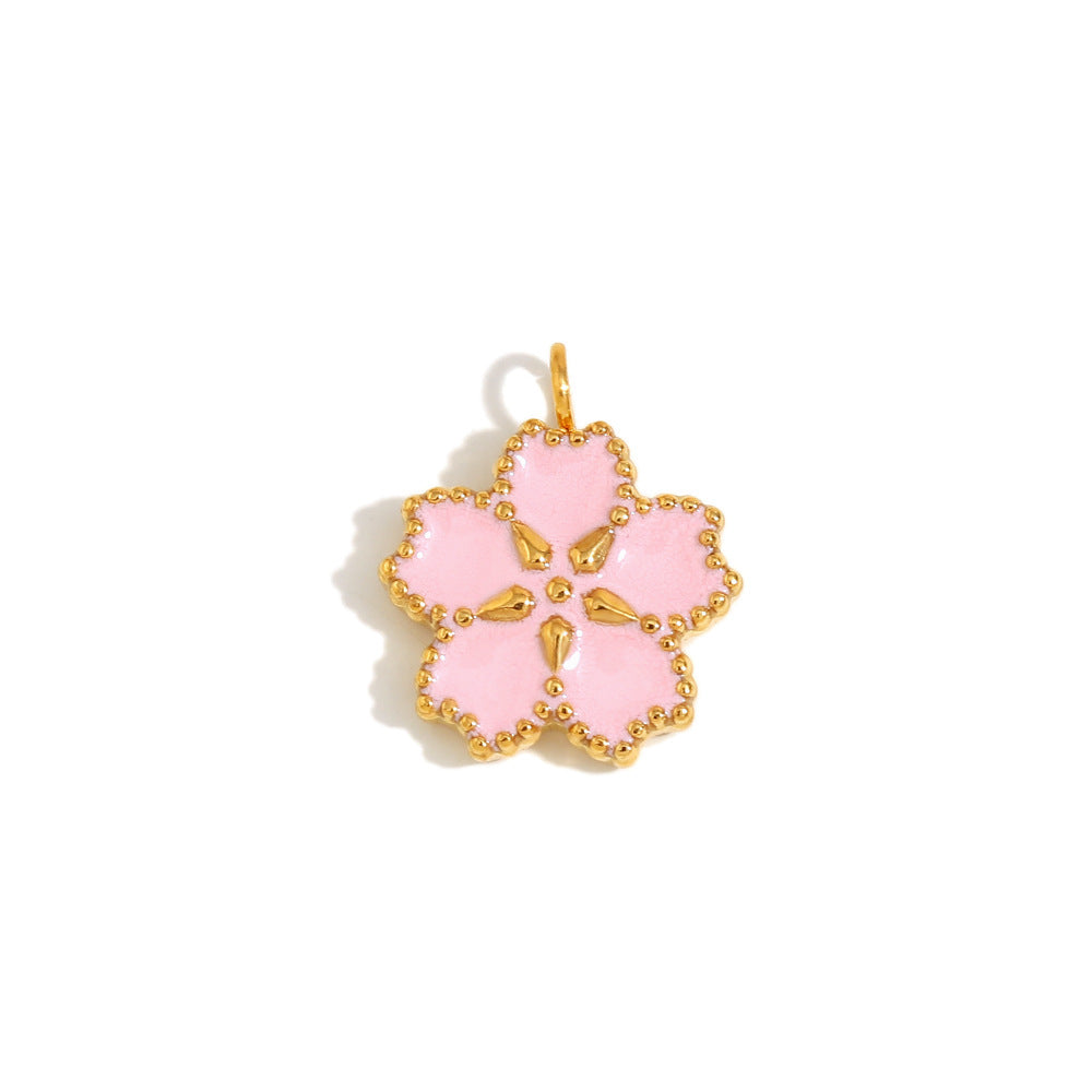 Linley Gold Plated Charms - Sandblasted Flower Pendant - Gold Pink [0V1NNW0P]