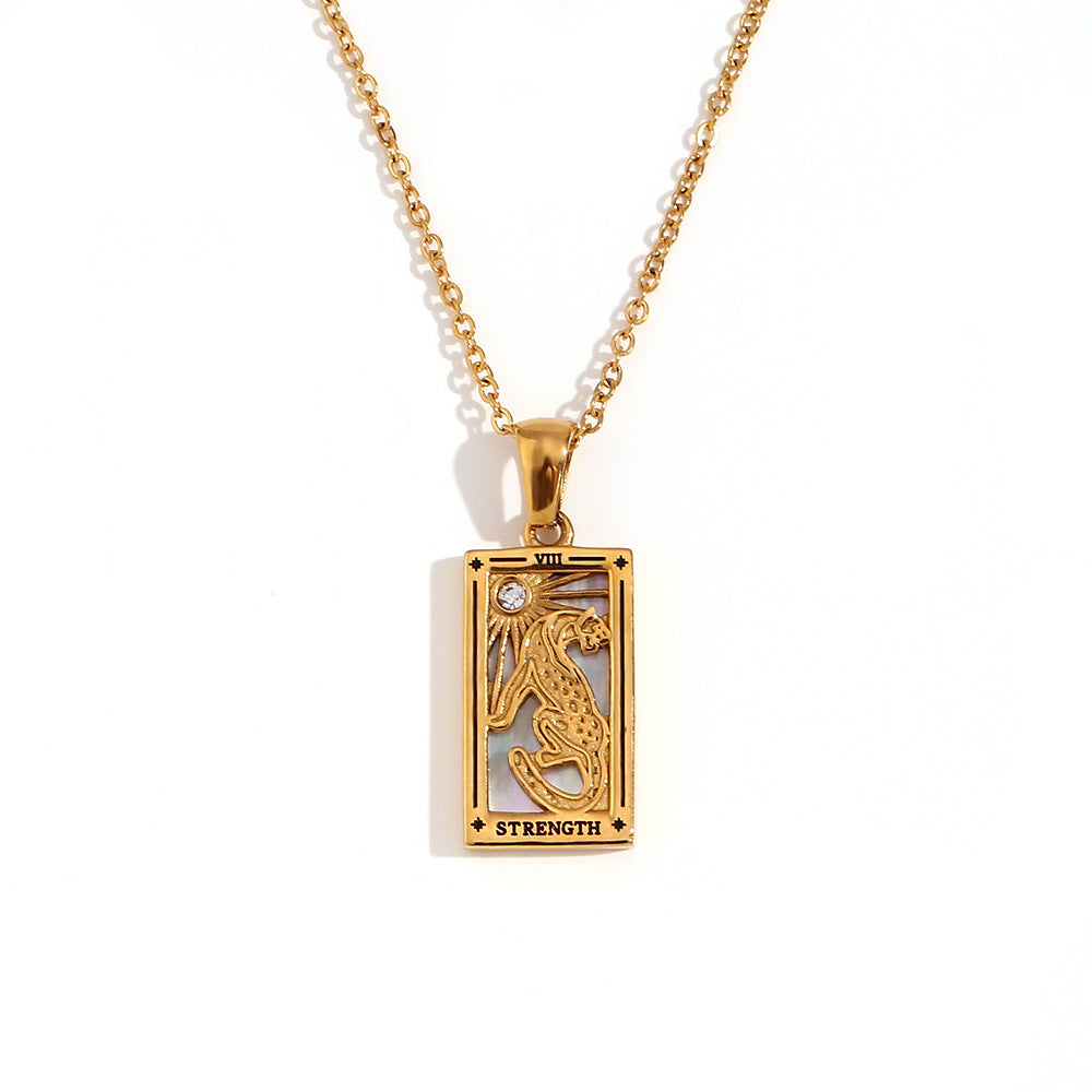 Avalyn Tarot Pendant Necklace - Gold - Strength [QB4KEABX]