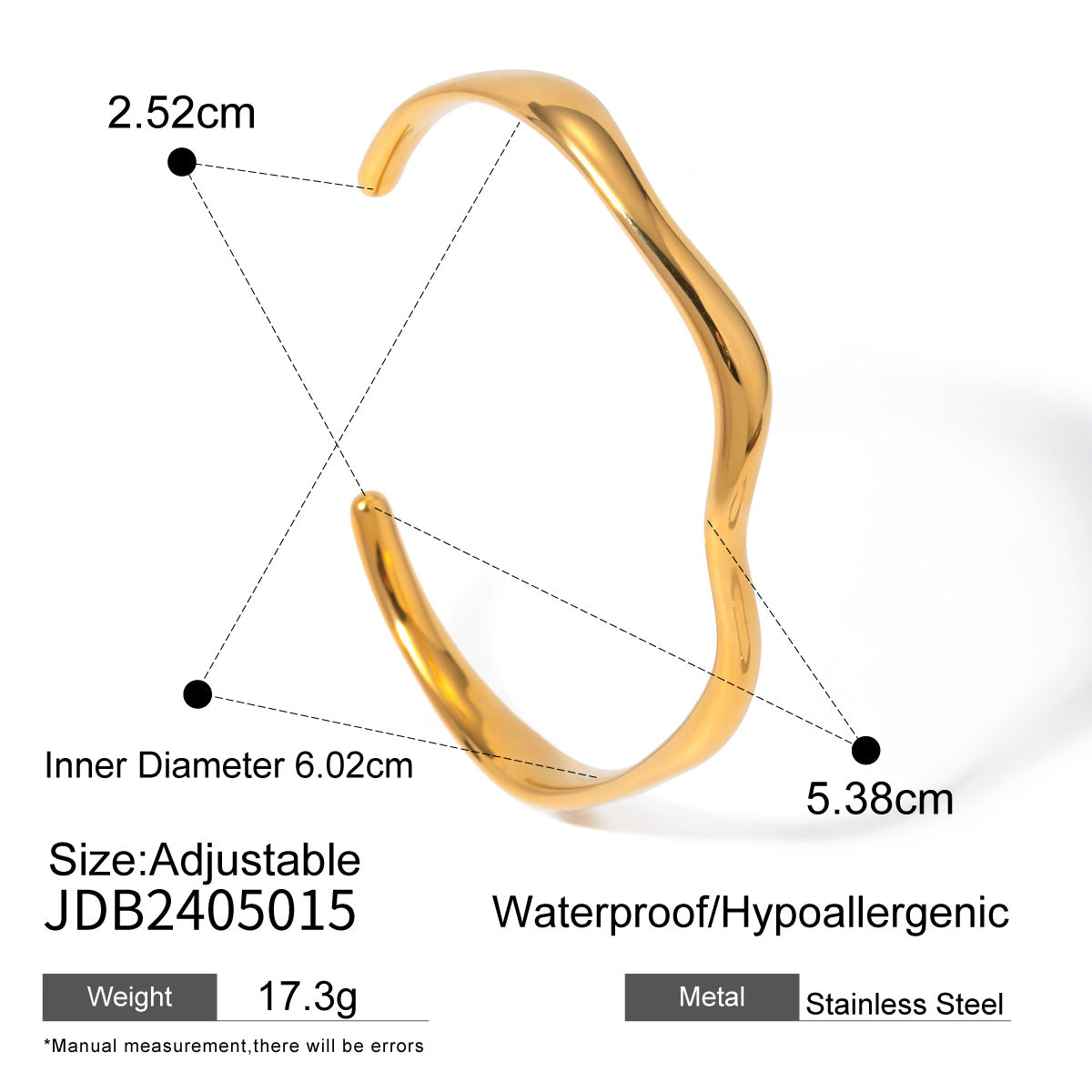 Mayzie Gold Ripple Cuff - JDB2405015 [JVHAG7Y1]