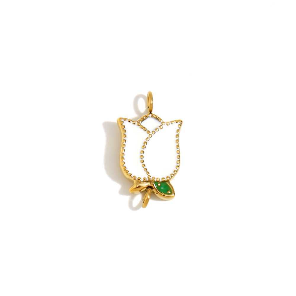Linley Gold Plated Charms - Enamel Flower Pendant - Gold White [5VL5ITK5]