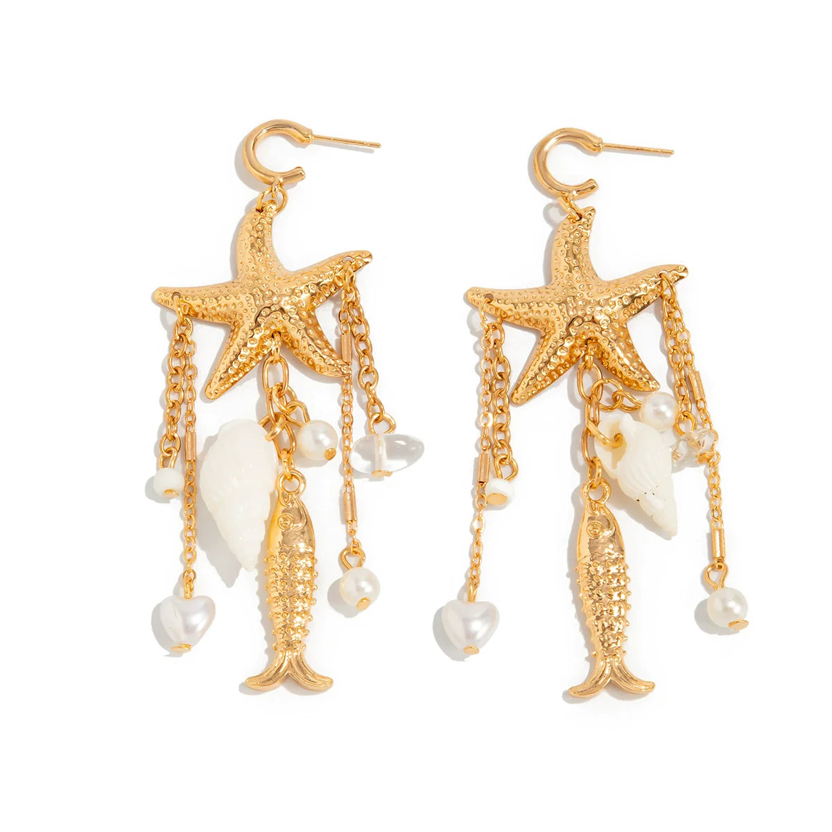 Laveah Starfish Drop Earrings - Gold
