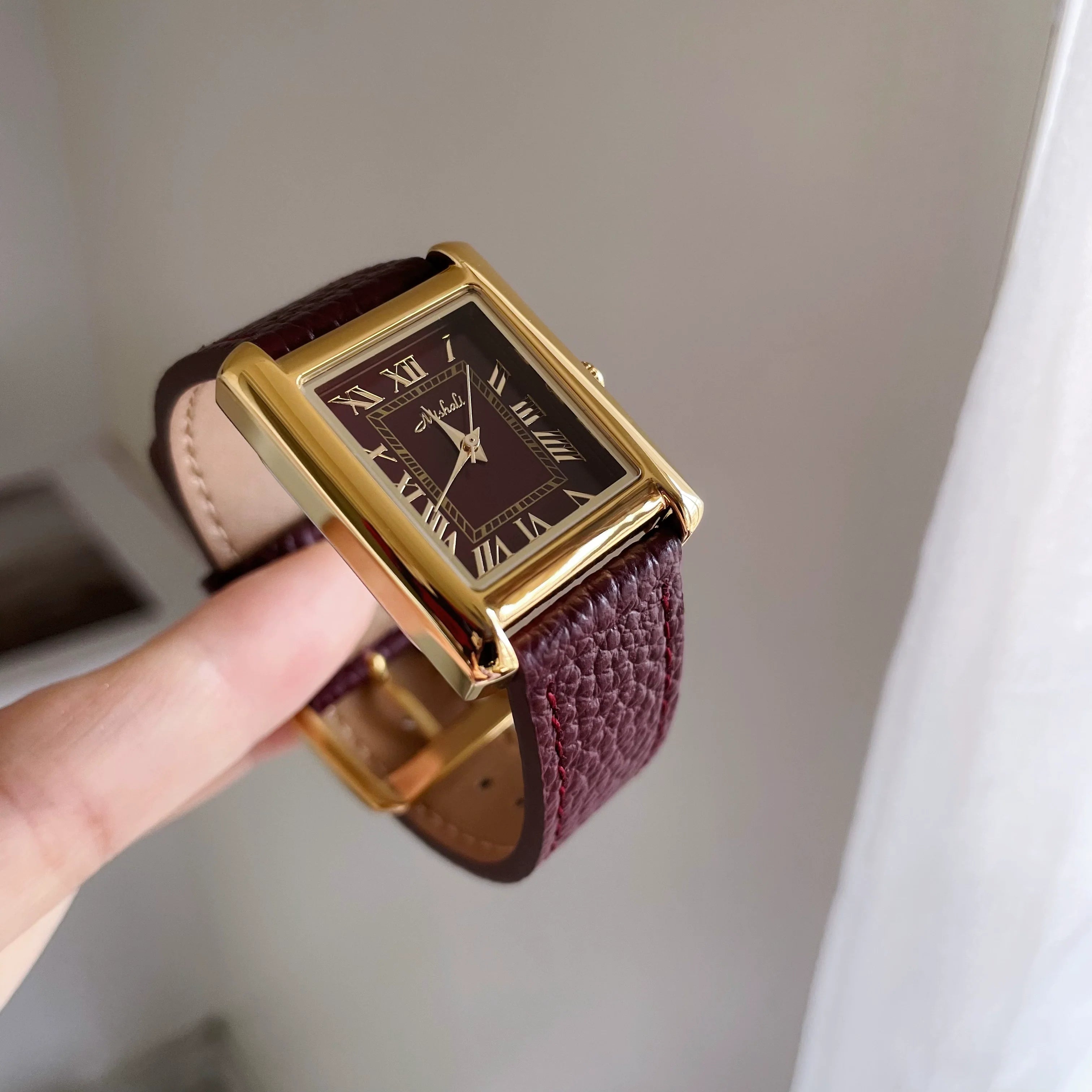 Venus Classic Tank Watch - Ankola Red (Gold Case)