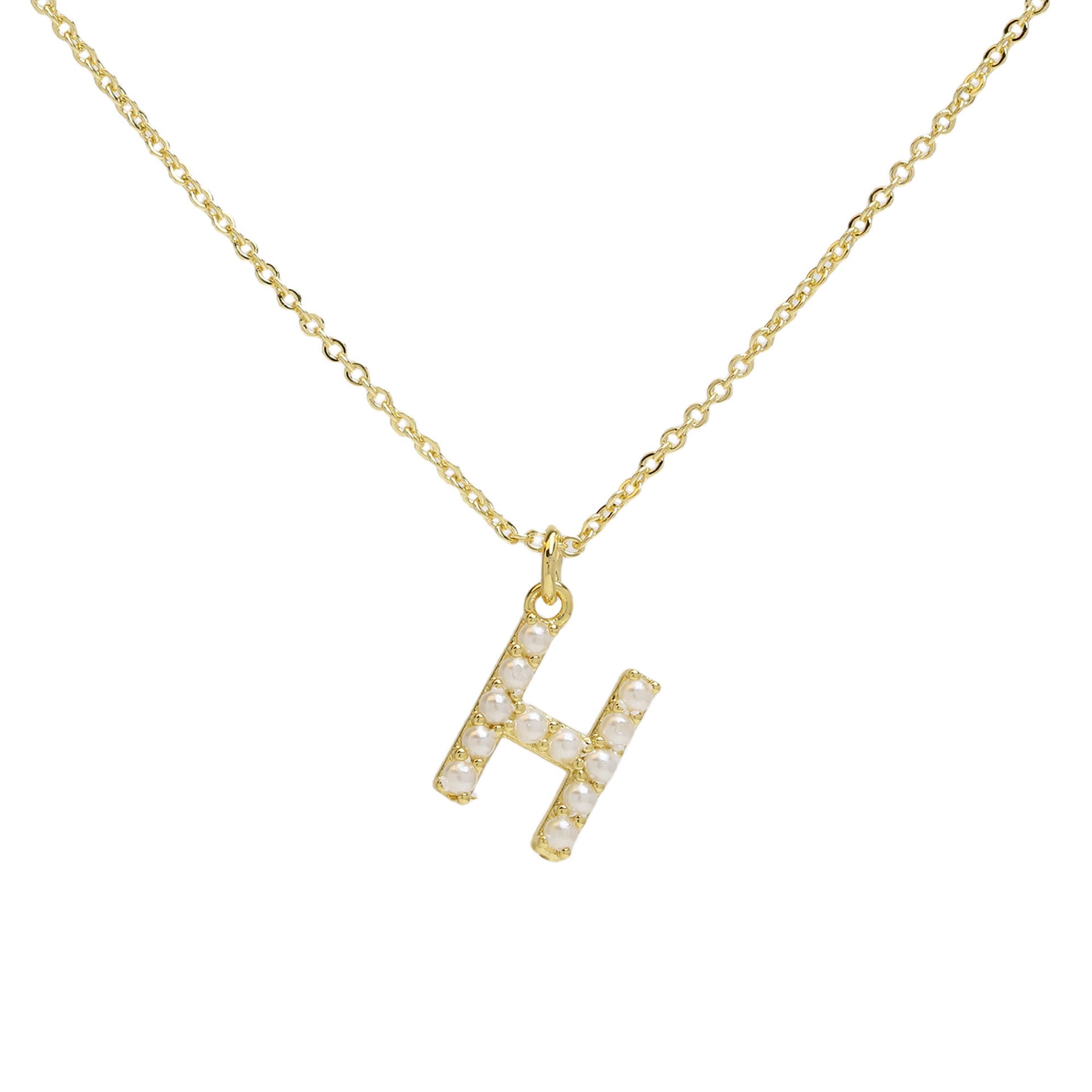 Ayaana Pearl Initial Necklace - Initial H [4JU3S6JA]