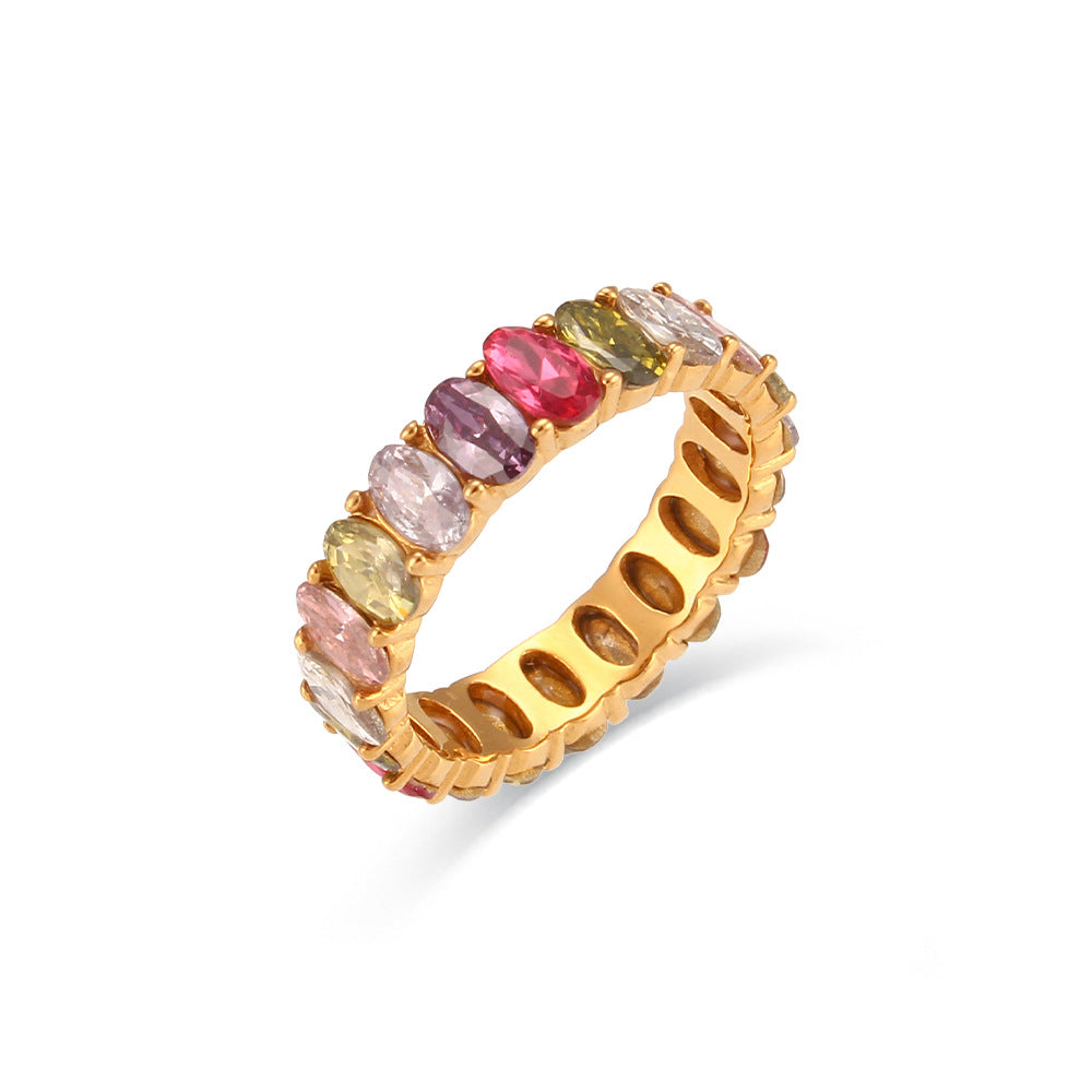 Amilah Zircon Oval Ring - Multi-color Zircon [ZV9EPD7L]