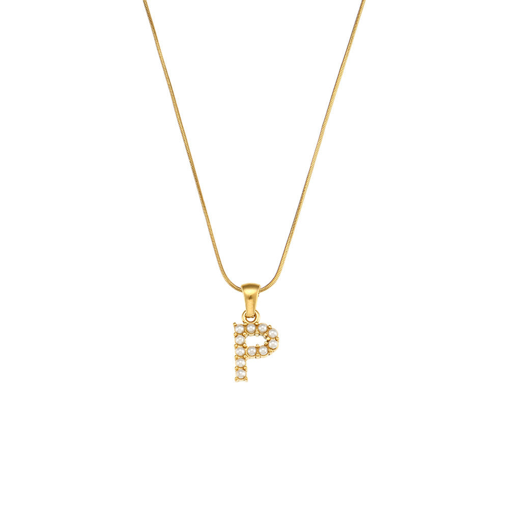 Makiah Letter Pearl Necklace - Letter P [7D8WEJIM]