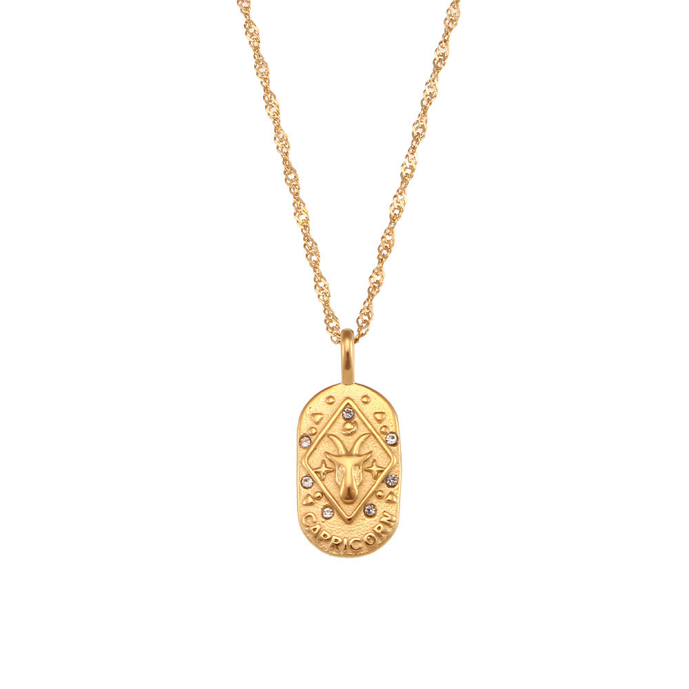 Eli Constellation Pendant Necklace - Capricorn [OXN097SY]