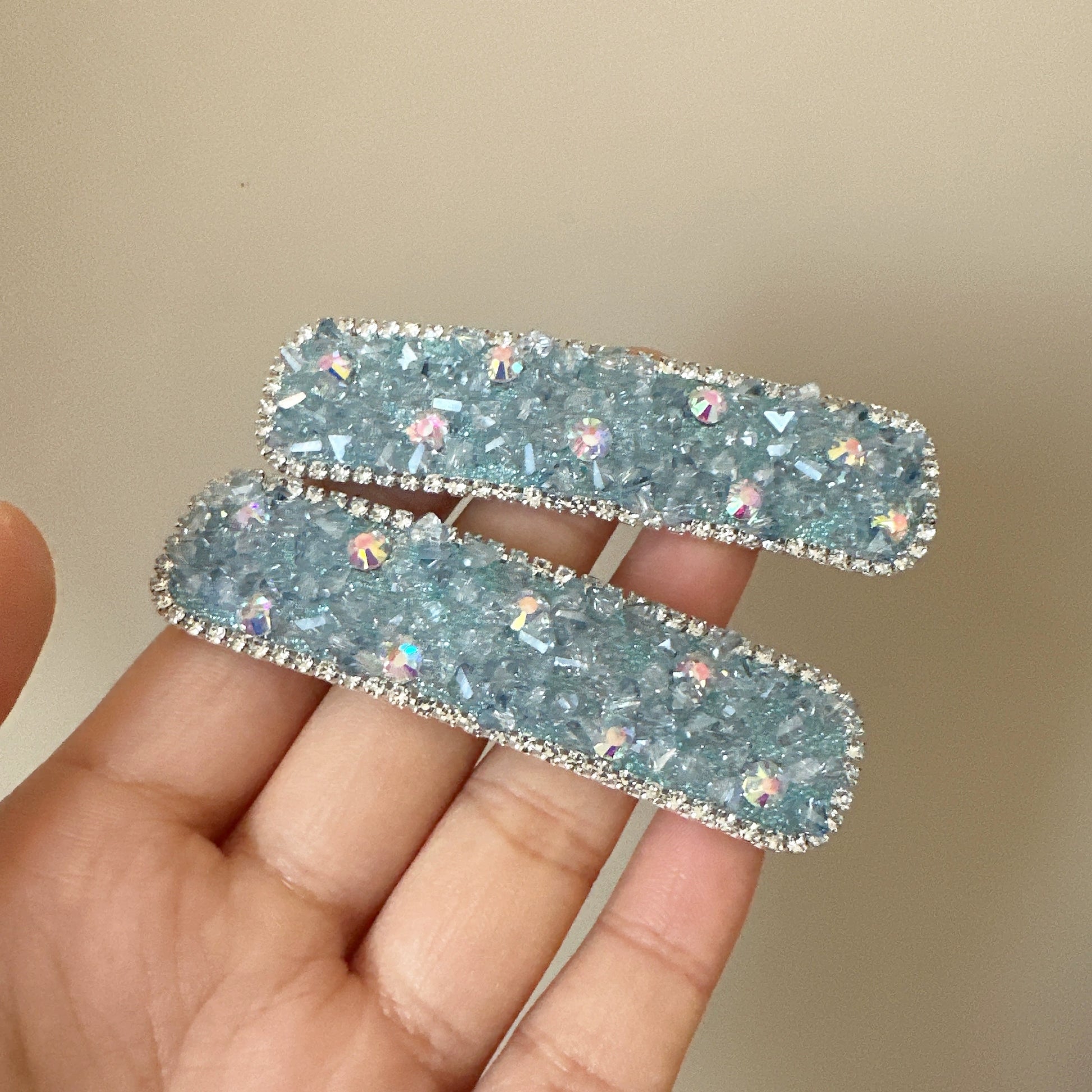 Lianne Crystal Square Hair Clip - Blue Pair [T42KQGVJ]