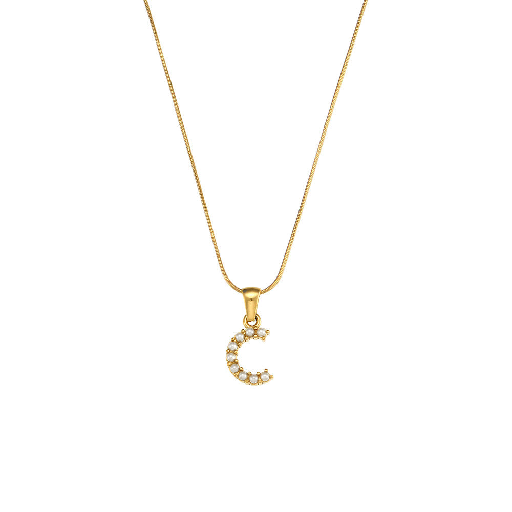 Makiah Letter Pearl Necklace - Letter C [D1NBROSX]